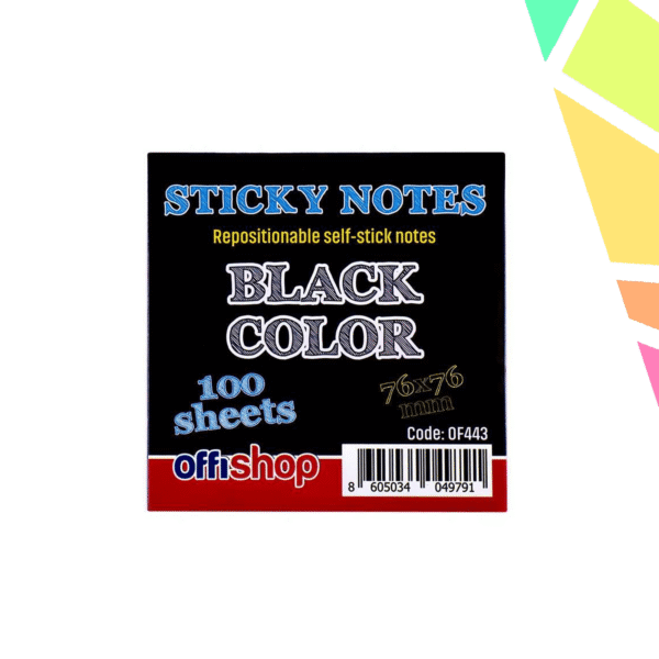 Notes adeziv negru, 75x75 mm, 100file/set - OFFISHOP - imagine 1