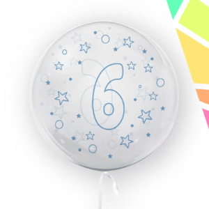 Balon transparent, 45 cm - cifra 6, Albastru - TUBAN