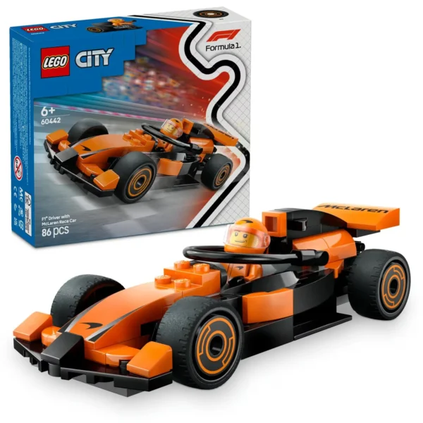 LEGO® City - Pilot F1® cu masina de curse McLaren 60442, 86 piese - imagine 1