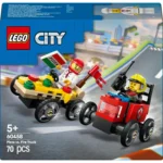 LEGO® City - Pachet de curse Furgoneta de pizza vs. autospeciala de pompieri 60458, 70 piese - imagine 2