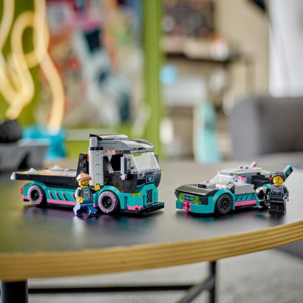 LEGO® City - Masina de curse si camion transportator de masini 60406, 328 piese - imagine 6