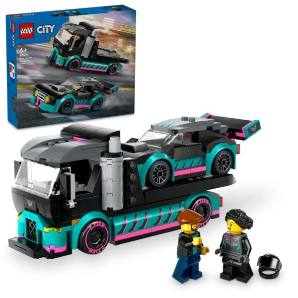 LEGO® City - Masina de curse si camion transportator de masini 60406, 328 piese - imagine 1