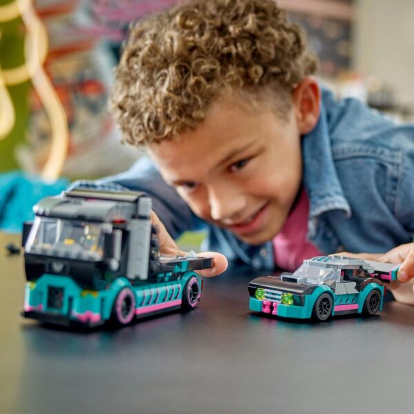 LEGO® City - Masina de curse si camion transportator de masini 60406, 328 piese - imagine 5