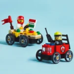 LEGO® City - Pachet de curse Furgoneta de pizza vs. autospeciala de pompieri 60458, 70 piese - imagine 5