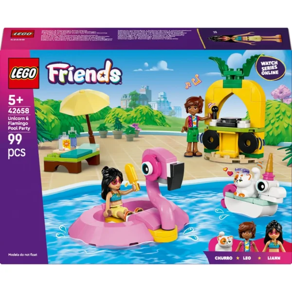 LEGO® Friends - Petrecere la piscina cu unicornul si flamingo 42658, 99 piese - imagine 2