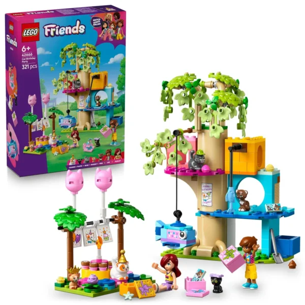 LEGO® Friends - Petrecere de ziua de nastere a pisicii si casuta in copac 42666, 321 piese - imagine 1